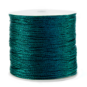 Macramé draad metallic forest green 0.5 mm. 90 meter per rol.