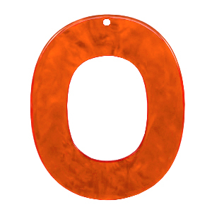 Resin hanger ovaal 48 x 40 mm. Tangerine tango orange