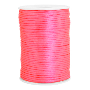 Satijn koord , satijn lint 2.5 mm dik. Neon pink roze. Per 10 meter