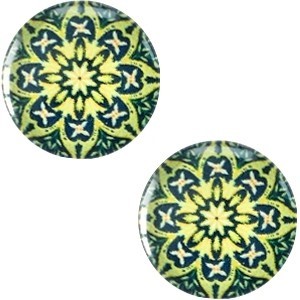 Cabochon 12 mm mandala multi green