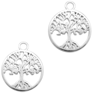 Bedel DQ tree of life 18 x 15 mm Zilverkleurig