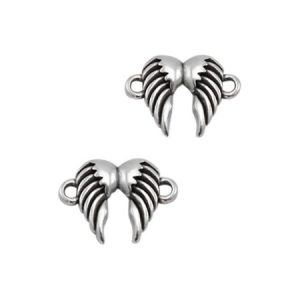 Tussenstuk DQ metaal angel wings 16 x 12 mm. Zilverkleurig