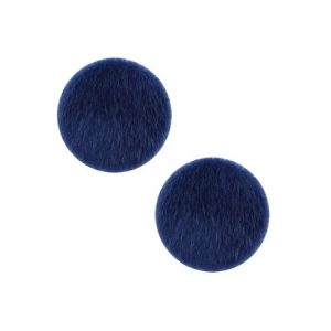 Cabochon faux fur 35 mm blue