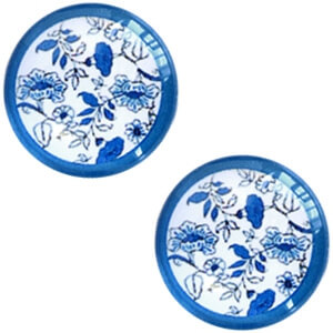 Cabochon delfts blauw bloemen 20 mm