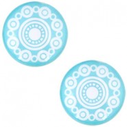 Cabochon 12 mm zeeuwse knop. Turquoise blue.