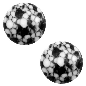 Cabochon 12 mm stone look black / white