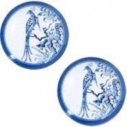 Cabochon 20 mm delfts blauw pauw