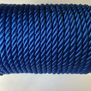 Koord 6 mm dikte. 17 meter op rol. Polyester / katoen. Blauw