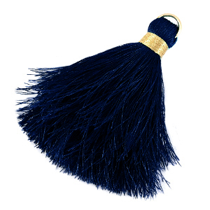 Kwastje 6 cm dark blue / gold