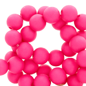 Kralen acryl 4 mm matt fluor pink