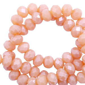 Kralen top facet 6 x 4 mm Beige rose opal pearl shine coating