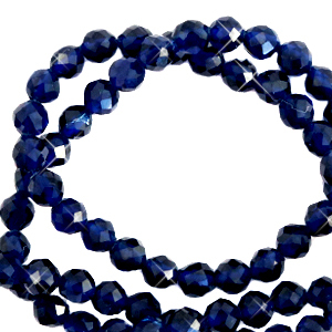 Kralen facet geslepen 2 mm dark blue.