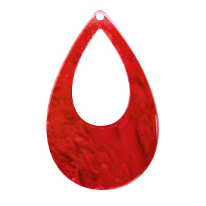 Hanger resin druppel 57 x 36 mm Chilli red