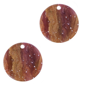 Resin hanger rond 12 mm mixed red pink