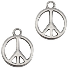 Bedel DQ metaal peace 15 x 18 Antiek zilverkleurig. Nikkelvrij