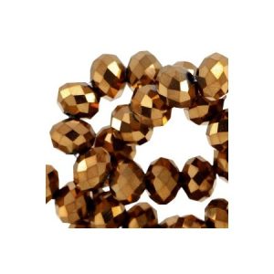 Kralen facet disc 6 x 4 mm Rosegold metallic