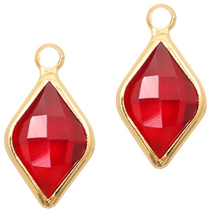 Facethanger Rhombus 10 x 14 mm Red crystal Gold