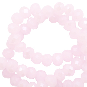 Kralen top facet 4 x 3 mm disc light orchid pink / pearl shine coating