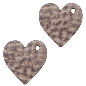 DQ leer hanger hart 25 x 25 mm Toffee brown.