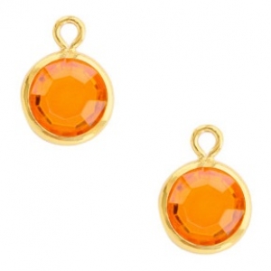 Hanger DQ van crystal glas 10 x 7 mm. Sun orange /  gold