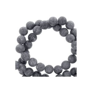 Kralen natuursteen Mountain Jade rond 8 mm mat Anthracite grey