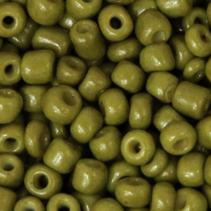 Glaskralen rocailles 6/0 4 mm Olive green. Zakje +/- 2200 stuks / 200 gram