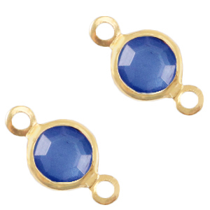 Tussenzetsel DQ facet 10 x 4 mm Crystal glas rond Victoria blue / gold