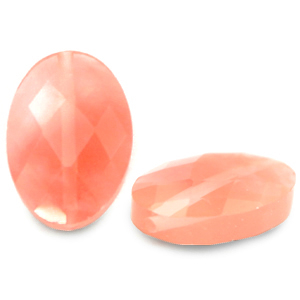 Natuursteen kraal facet ovaal 18 x 13 mm. Rose pink