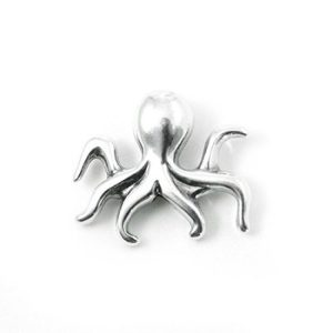 Kraal octopus 16 x 14 mm zilverkleurig