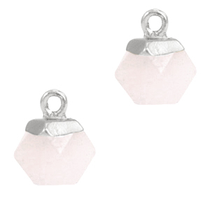 Hanger natuursteen hexagon icy pink / silver