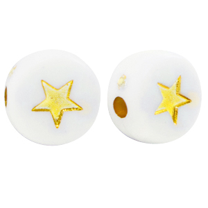 Letterkralen sterretjes 7 mm White / gold