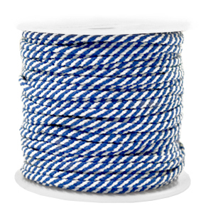 Maritiem koord 2 mm Blue / white. Per meter