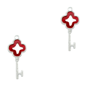 Resin hanger sleutel 30 x 13 mm Red / Silver