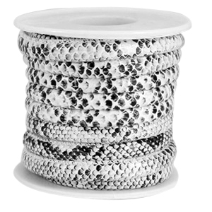 Gestikt imi leer 6 x 4 mm Snake black white. Per 20 cm