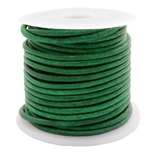 Leer 3 mm rond Classic green. Per 20 cm