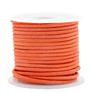 Rond leer 3 mm Antique orange. Per 20 cm