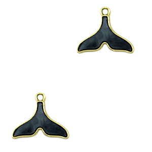 Resin hanger staart vin 18 x 15 mm Gold / anthracite