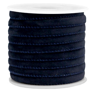 Gestikt koord silk style 6 x 4 mm. Dark blue. Per 20 cm