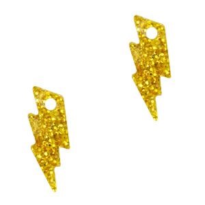 Plexx bedel thunder / bliksem 17 x 6 mm glitter golden yellow