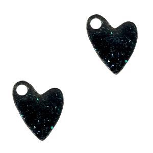 plexx hart zwart glitter 12 x 10 mm