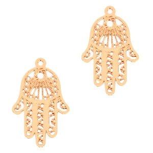 Hamsa hanger boho rosé goud kleurig 17 x 11 mm